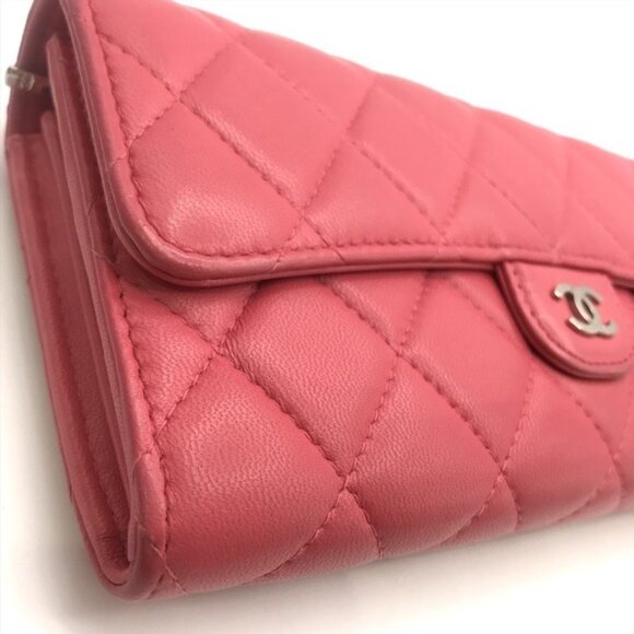 Chanel Continental Long Wallet Coral Pink Quilted Metallase Leather Classic Flap - Picture 4 of 10